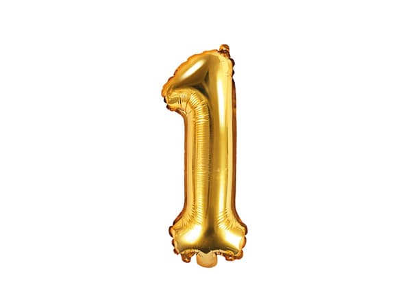 Folieballong nummer "1" guld 35 cm