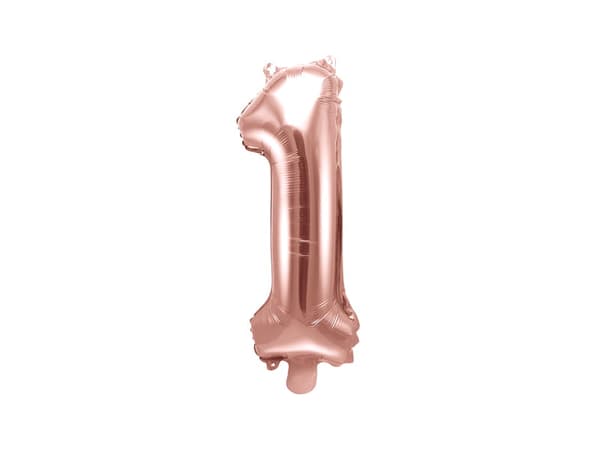 Folieballong nummer "1" roséguld 35 cm