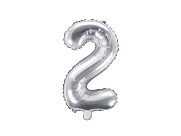 Folieballon nummer "2" sølv 35 cm