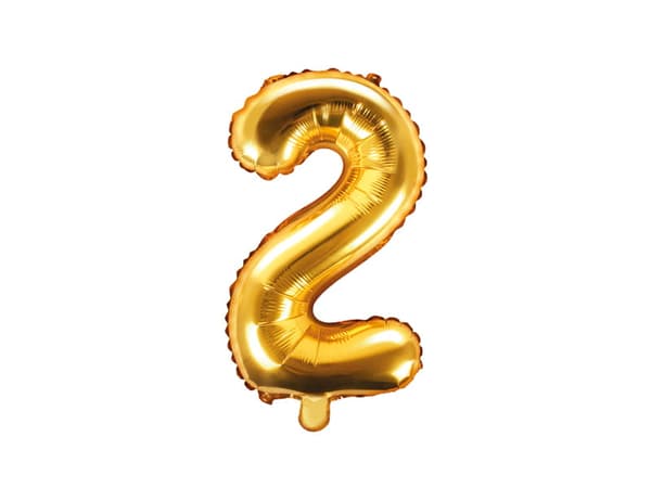 Folieballong nummer "2" guld 35 cm