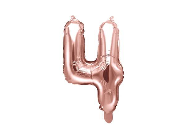 Folieballong nummer "4" roséguld 35 cm
