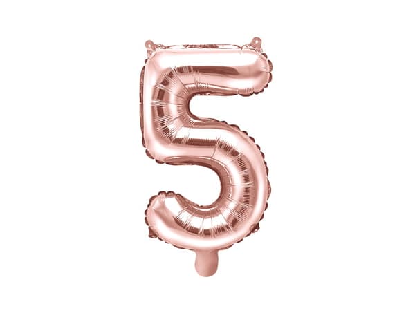 Folieballong nummer "5" roséguld 35 cm