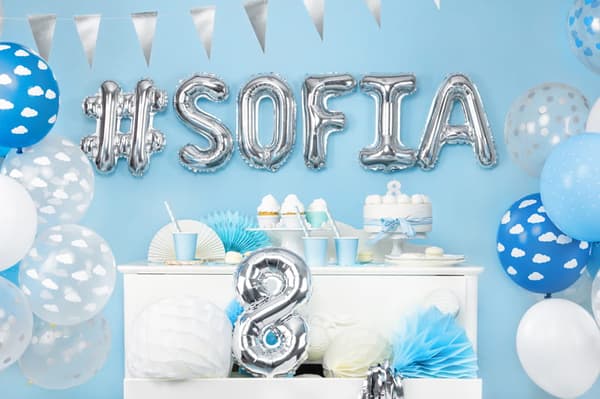 Folieballong nummer "8" silver 35 cm