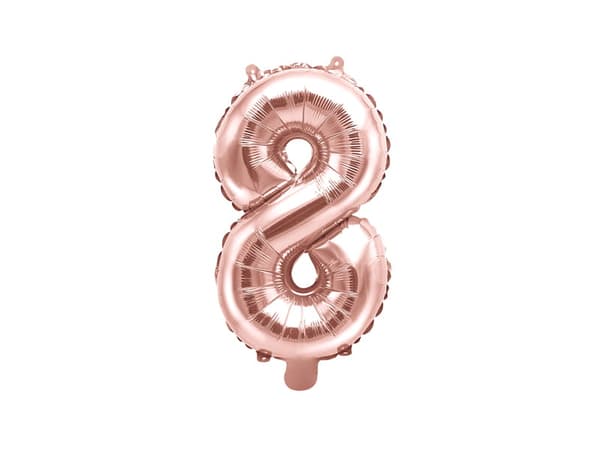 Folieballong nummer "8" roséguld 35 cm