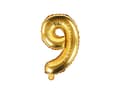 Miniatyrbild 1 av 2: Folieballong nummer "9" guld 35 cm