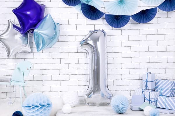 Folieballong nummer "1" silver 86 cm