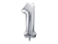 Miniatyrbild 1 av 2: Folieballong nummer "1" silver 86 cm