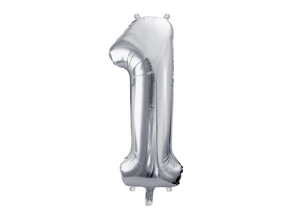 Folieballong nummer "1" silver 86 cm
