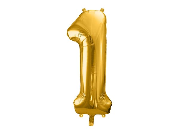 Folieballong nummer "1" guld 86 cm