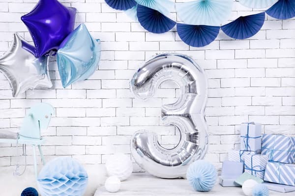 Folieballong nummer "3" silver 86 cm