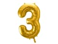Miniatyrbild 1 av 2: Folieballong nummer "3" guld 86 cm