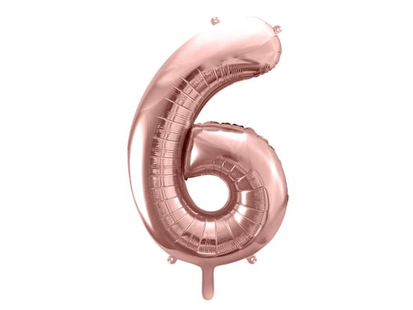 Folieballong nummer "6" roséguld 86 cm