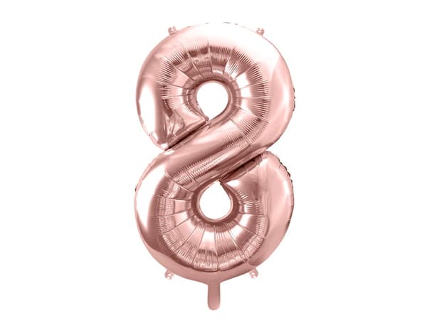 Folieballon nummer "8" rosaguld 86 cm