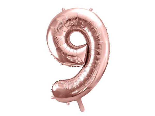 Folieballon nummer "9" rosaguld 86 cm