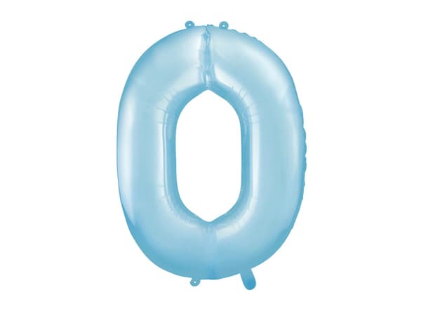 Folieballong nummer ""0"" blå 86 cm
