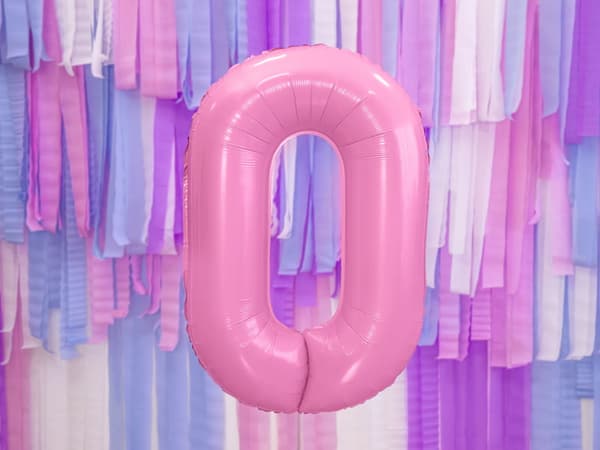 Folieballong nummer "0" rosa 86 cm