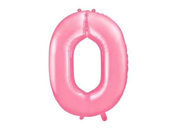 Folieballong nummer "0" rosa 86 cm