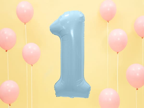 Folieballong nummer "1" blå 86 cm