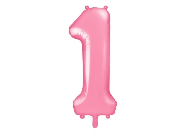 Folieballong nummer "1" rosa 86 cm