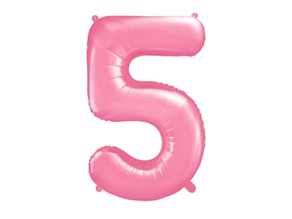 Folieballong nummer "5" rosa 86 cm