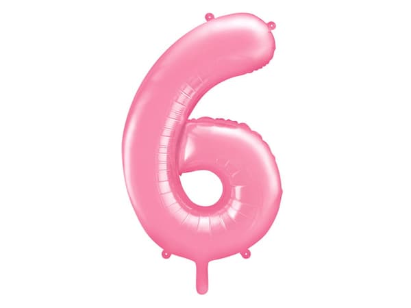 Folieballong nummer "6" rosa 86 cm