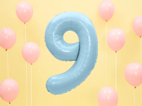 Folieballong nummer "9" blå 86 cm