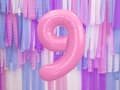 Miniatyrbild 2 av 2: Folieballong nummer "9" rosa 86 cm