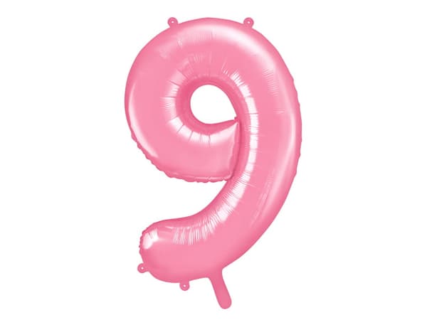 Folieballong nummer "9" rosa 86 cm