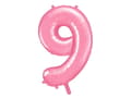 Miniatyrbild 1 av 2: Folieballong nummer "9" rosa 86 cm