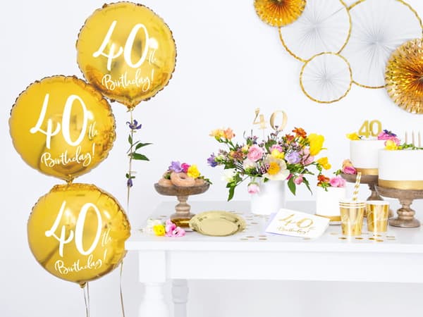 40-årsdagsfolieballong guld 45cm