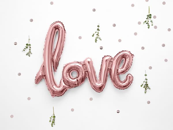 LOVE-folioilmapallo ruusukulta 73x59cm