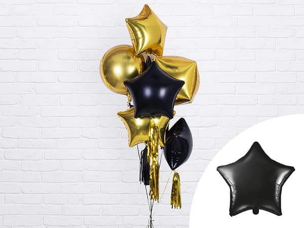 STAR folieballon sort 48 cm