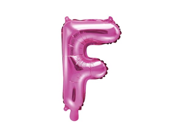 Folieballong bokstaven ""F"" mörkrosa 35 cm
