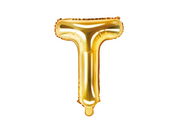 Folieballong bokstaven ""T"" guld 35 cm