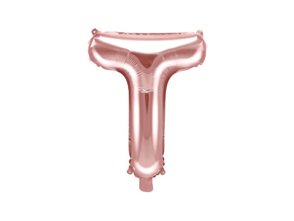 Folieballong bokstaven ""T"" roséguld 35 cm