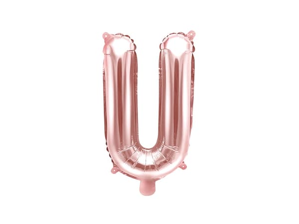 Folieballong bokstaven ""U"" roséguld 35 cm