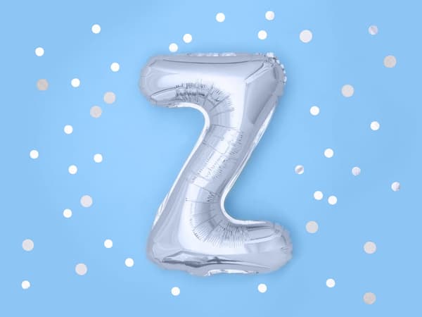 Folieballong bokstaven "Z" silver 35 cm