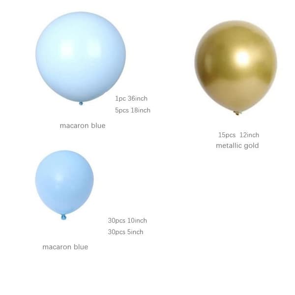 Ballongbåge Stor - Blå/Vit/Guld