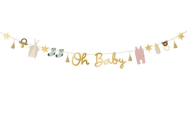 Oh baby-banderoll, mix, 2,5 m (1 förpackning / 50 st.)