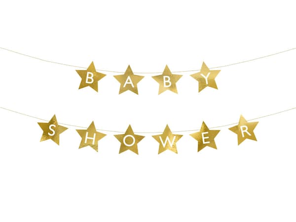 Babyshowerbanner, 290x16,5 cm, guld (1 æske / 50 stk.)