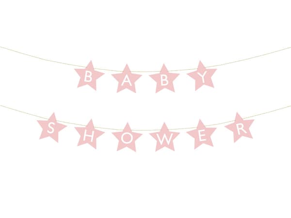 Babyshowerbanner, 290x16,5 cm, lyserød (1 æske / 50 pakker)