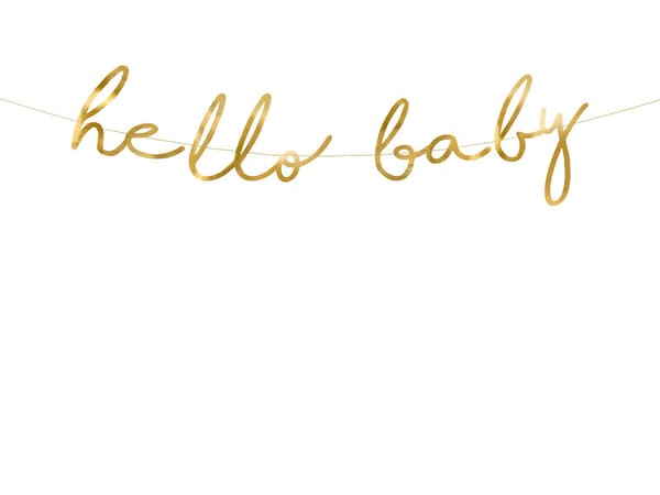 Lille stjernebanner - Hello Baby, guld, 18x70cm (1 æske / 50 stk.)