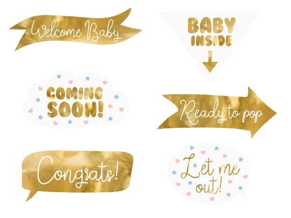 Babyshower-fototillbehör, blandade (1 förpackning / 50 förpackningar) (1 förpackning / 6 st.)