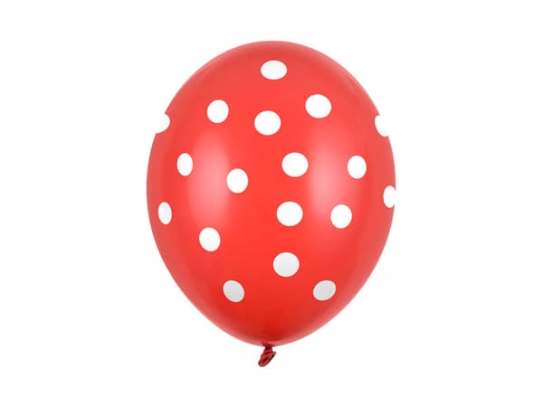 Balloner 30 cm, Prikker, Pastel Valmuerød (1 pakke / 50 stk.)