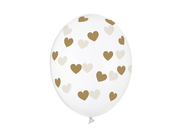 Ballonger 30cm, Hjärtan, Kristallklara (1 förpackning / 6 st.)