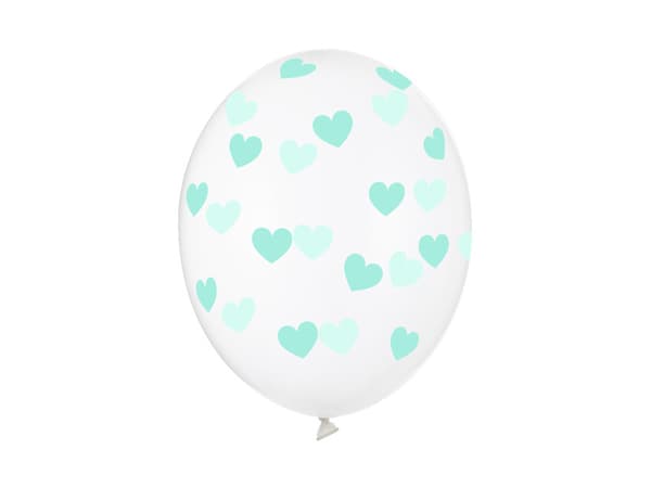 Ilmapallot 30 cm, sydämet, kristallinkirkas (1 pakkaus / 6 kpl)