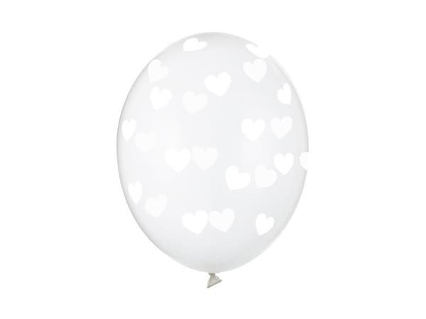 Ballonger 30cm, Hjärtan, Kristallklara (1 förpackning / 6 st.)