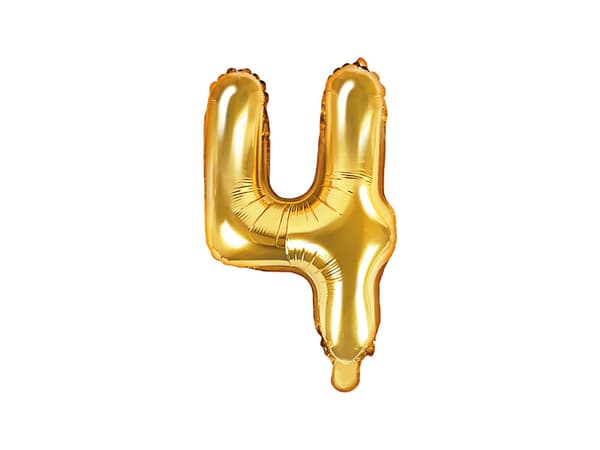 Folieballong med siffran ''4'', 35 cm, guld