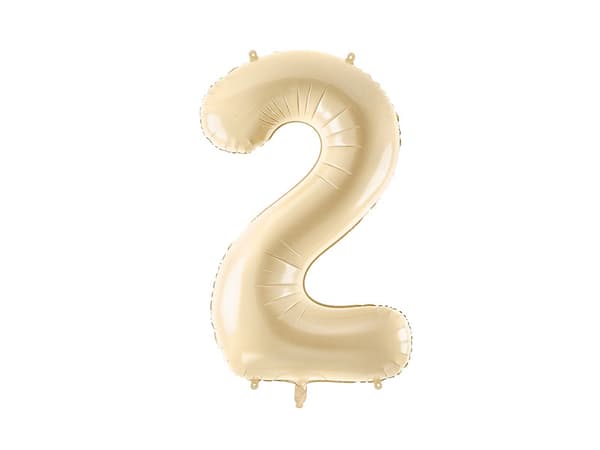 Folieballong Nummer ''2'', 72 cm, beige (1 kartong / 50 st.)