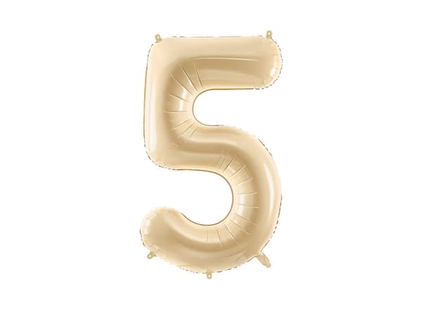 Folieballong Nummer ''5'', 72 cm, beige (1 kartong / 50 st.)